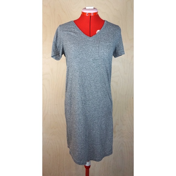 GAP Relaxed Fit V-Neck T-Shirt Dress in Heather Grey - Picture 1 of 6